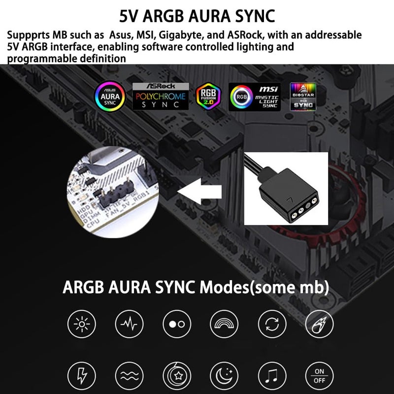 OwlTree ARGB M.2 Heatsink SSD Heat Sink with Thermal Pads, Aluminum 2280 M2 5V 3Pin Addressable RGB Sync OPENRGB NVME Heatsink for M.2 2280 Nvme SSD - Image 5